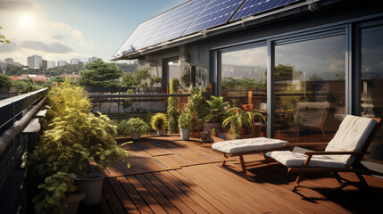 Obraz premium Panoramic view of rooftop balcony Generative AI