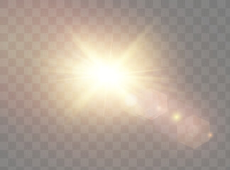 Vector transparent sunlight special lens flash light effect. Sun lens flash. Element of decor.