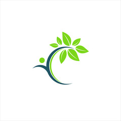 abstract green plant logo illustration