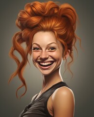 a woman with red hair is smiling
