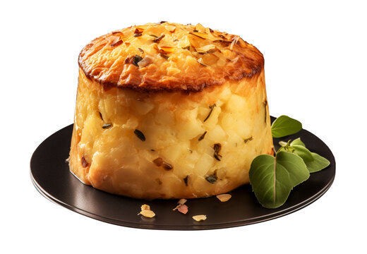 Potato souffle on transparent background. Generative AI.