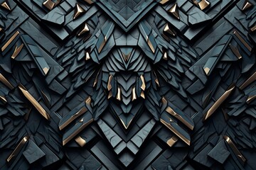 abstract 3d design with gold and black geometric shapes