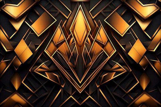 abstract gold and black background with geometric shapes