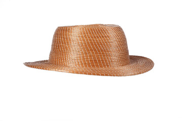golden capim hat brazilian handicraft natural straw wide brimmed hat isolated on white background...