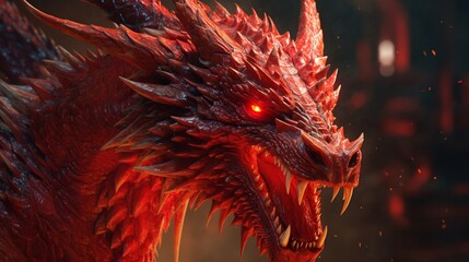 Red dragon 3D illustration.Generative AI