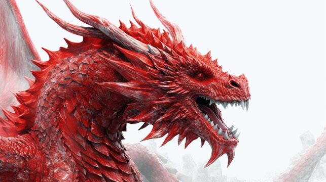 Red Dragon On White.Generative AI