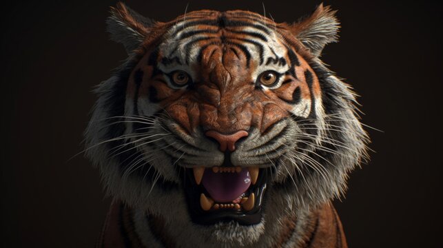 tiger head natural characters.Generative AI