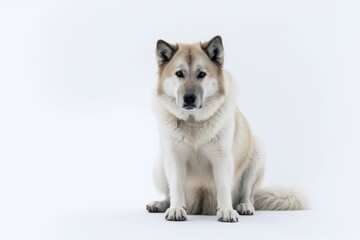 an alaskan malamute dog sitting on a white background