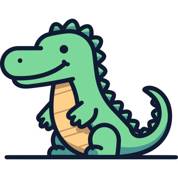 recommend clip art: Cute green crocodile smiling cartoon outlined vector character