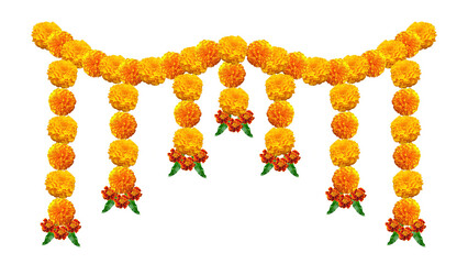 Toran Indian traditional door garland of mango leaves and marigold flowers for marriage and festivals traditional.