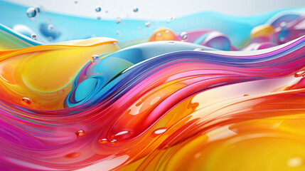 Flowing waves of rainbow-colored liquid