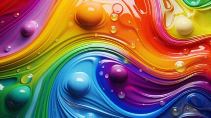 Flowing waves of rainbow-colored liquid