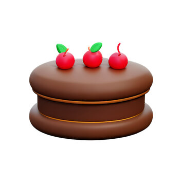 chocolate cake pie sweet festival day Birthday 3D icon transparent background