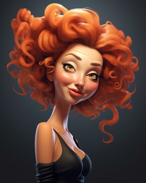an illustration of a red haired woman with curly hair
