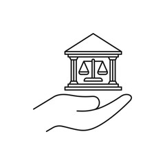 Courthouse. Justice, law icon line style isolated on white background. Vector illustration