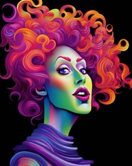 an illustration of a woman with colorful hair