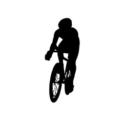 Fototapeta na wymiar silhouette of a person cycling with transparent background