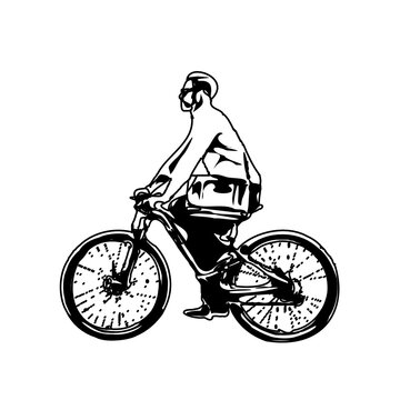 recommend clip art: sketch of a cycling person with transparent background