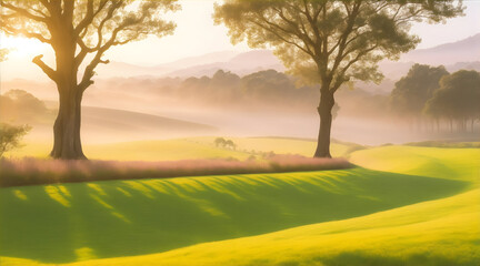 Obraz premium misty morning in the forest