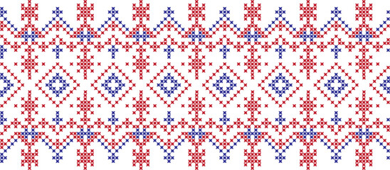 embroidered cross-stitch ornament national pattern Ukrainian Slavic.