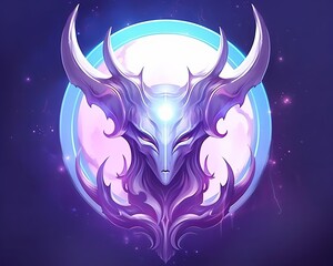 an image of a purple demon with horns on its head