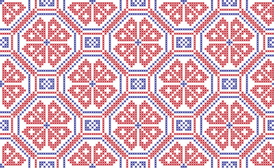 embroidered cross-stitch ornament national pattern Ukrainian Slavic.