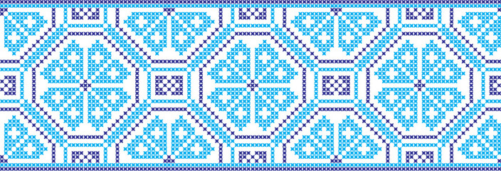 embroidered cross-stitch ornament national pattern Ukrainian Slavic.