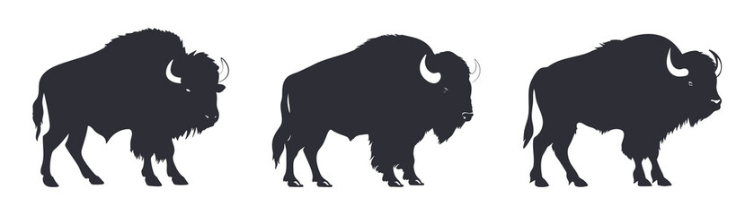 Bison vector Illustration black silhouette icon t-shirts cards © iamabduss