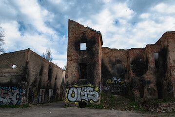 Ruins of the former industrial limestone area  Biskup, Kvis and Kotrba in Prague, Czech Republic