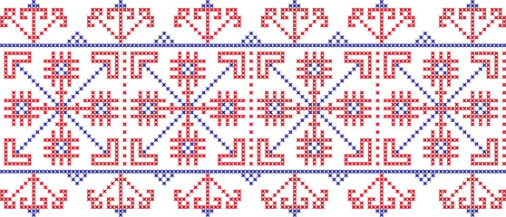embroidered cross-stitch ornament national pattern Ukrainian Slavic.