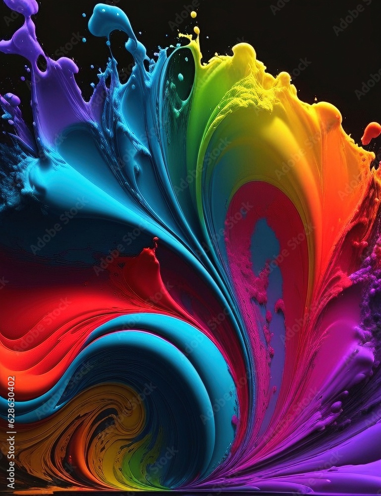 Poster abstract background with vibrant colors and fluid shapes with generative ai technology