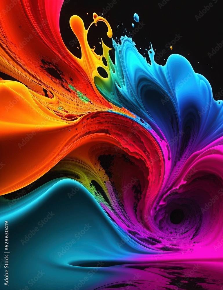 Poster abstract background with vibrant colors and fluid shapes with generative ai technology