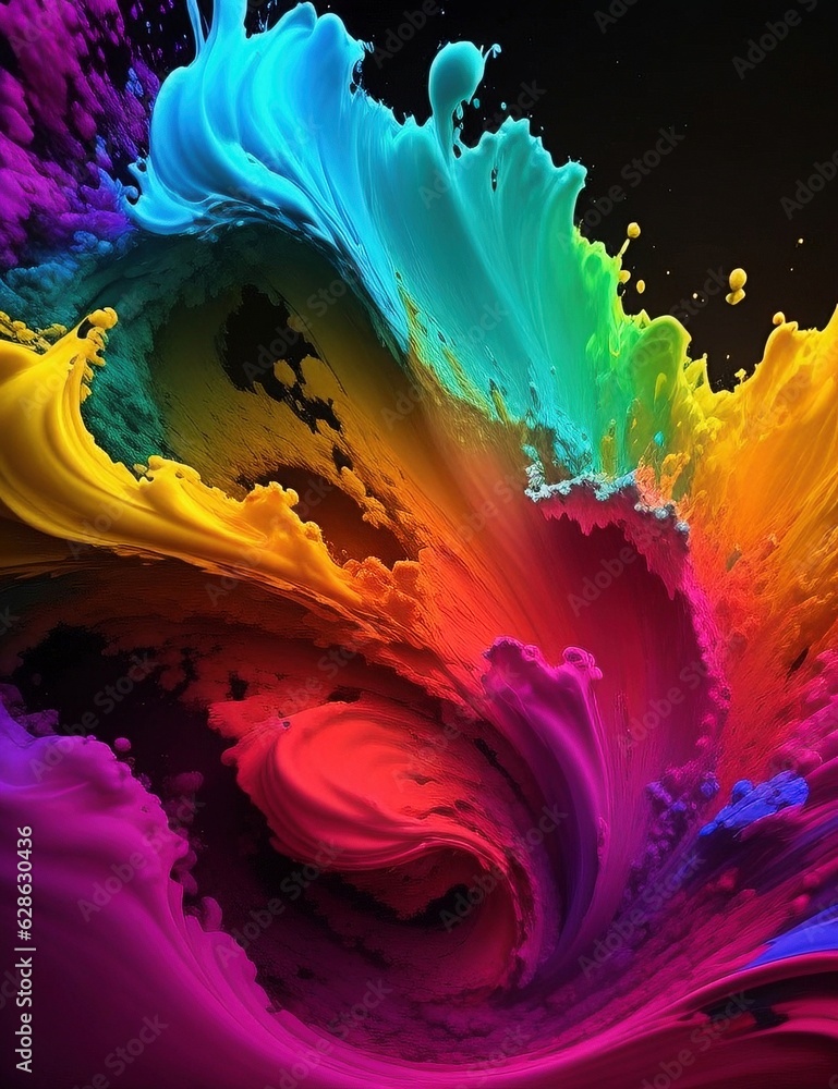Poster abstract background with vibrant colors and fluid shapes with generative ai technology