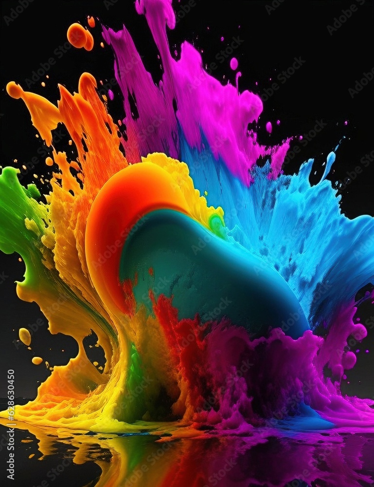 Poster abstract background with vibrant colors and fluid shapes with generative ai technology