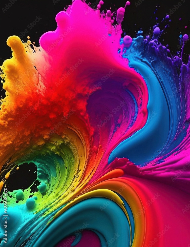 Poster abstract background with vibrant colors and fluid shapes with generative ai technology
