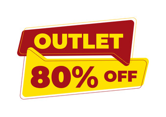 Outlet 80% off, eighty percent, discount, promotion, sticker price, buy
