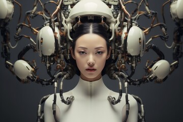 Fototapeta premium an image of a woman with a robot head