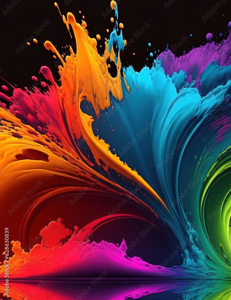 Poster abstract background with vibrant colors and fluid shapes with generative ai technology
