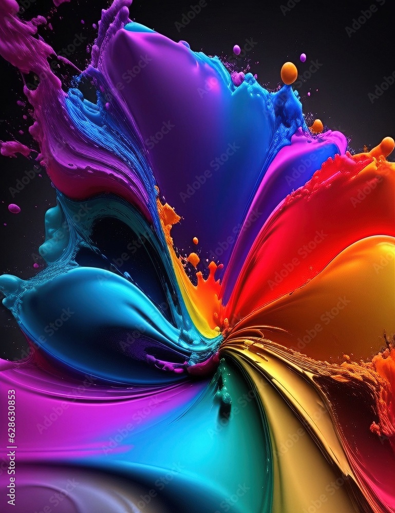 Poster abstract background with vibrant colors and fluid shapes with generative ai technology