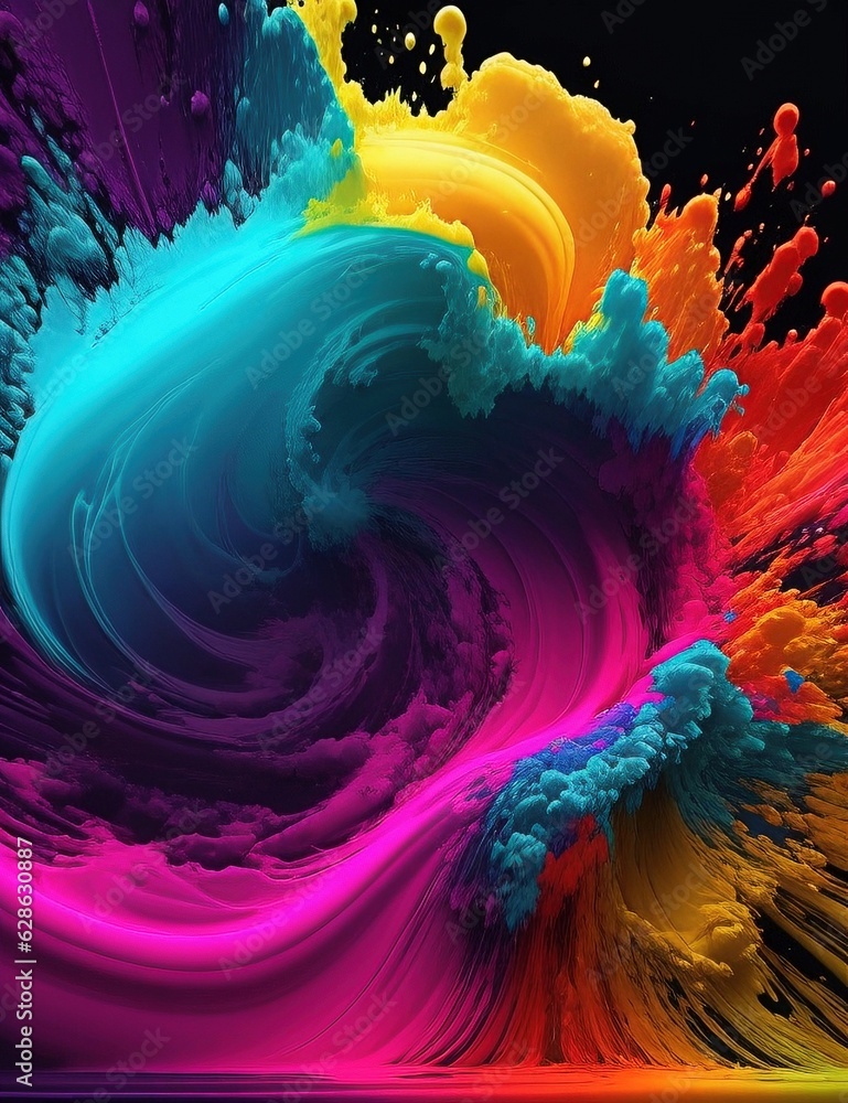 Poster abstract background with vibrant colors and fluid shapes with generative ai technology