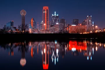 Abwaschbare Fototapete Vereinigte Staaten Dallas city skyline at night