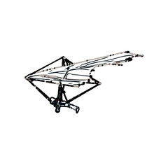 Color sketch of a person playing hang gliding with transparent background