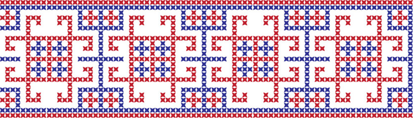 embroidered cross-stitch ornament national pattern Ukrainian Slavic.