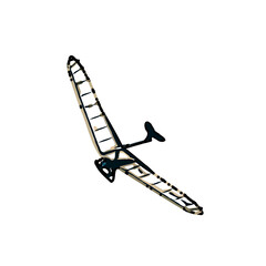 Color sketch of a person playing hang gliding with transparent background