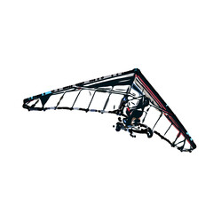 Color sketch of a person playing hang gliding with transparent background