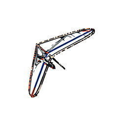 Color sketch of a person playing hang gliding with transparent background