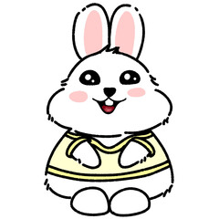 Little cute bunny rabbit cartoon isolated on transparent background 