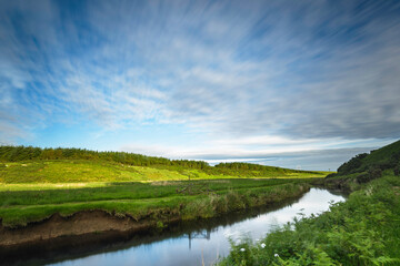 Fototapeta na wymiar Scottish countryside landscape in the Highlands, Thurso, Scotland
