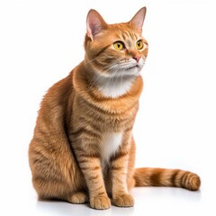 Obraz premium an orange tabby cat sitting on a white background