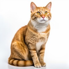 Naklejka na ściany i meble an orange tabby cat sitting on a white background